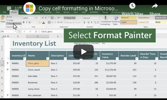 Copy Cell Formating Excel